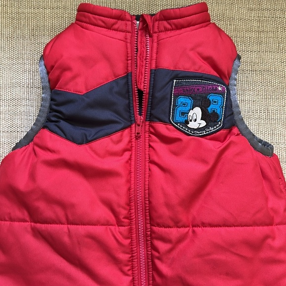 Disney Baby Fleece Lined Zip Up Quilted Vest Mickey Patch Left Chest Flaw - Picture 4 of 11